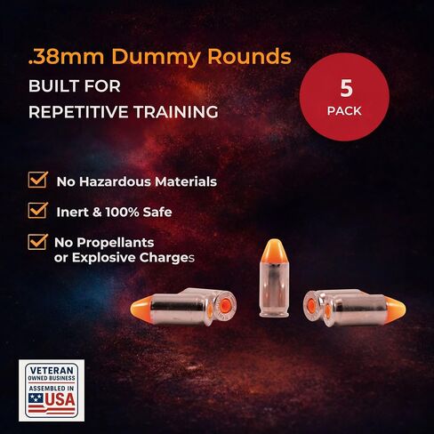 S.T. Action Pro .380 Cal Dummy Rounds – Orange Safety Trainer Dummy Rounds, Reusable Dry Fire Training Ammunition for Gun Owners - Veteran-Owned, Assembled in the USA in Saudi Arabia