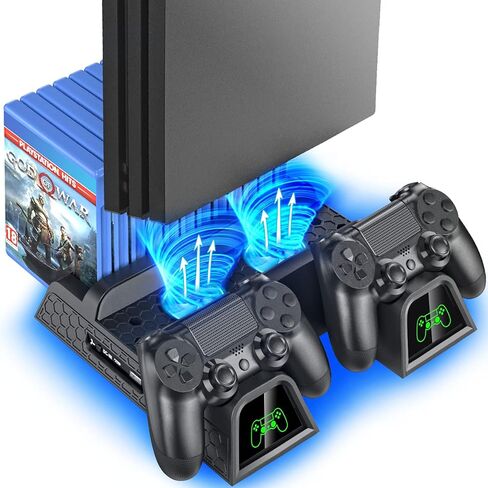 OIVO PS4 Stand for PlayStation 4 Console, Cooling Station for PS4 Slim/Pro/PlayStation 4 Consoles, Pro Vertical Stand with 12 Game Slots in Kuwait