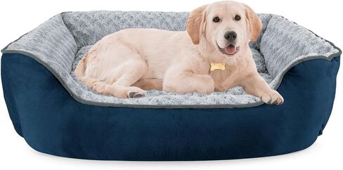 JOEJOY Rectangle Dog Bed for Large Medium Small Dogs - Washable Orthopedic Sofa Bed, Soft Breathable Puppy & Pet Cuddler, Durable Calming Dog Bed with Anti-Slip Bottom, Multiple Sizes, Beige in Saudi Arabia