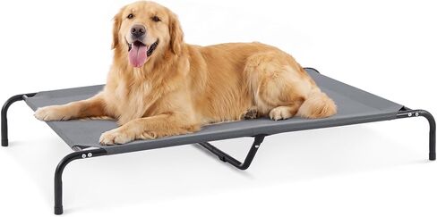 Love's cabin Elevated Cooling Dog Bed for Large Dogs, Portable Indoor & Outdoor Raised Pet Dog Cat Cot, Durable Summer Frame with Breathable Mesh, Grey, 48 inches in Saudi Arabia