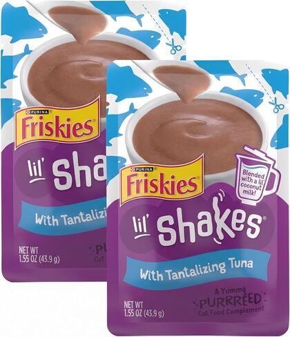 Purina Friskies Wet Pureed Cat Food Topper, Lil' Shakes With Tantalizing Tuna - (16) 1.55 oz. Pouches in Kuwait
