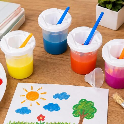 15 Packs No Spill Paint Cups for Kids Small Plastic Paint Containers with Lids Spill Proof Water Cup for Painting, School, Classroom, Art Crafts Supplies in Kuwait