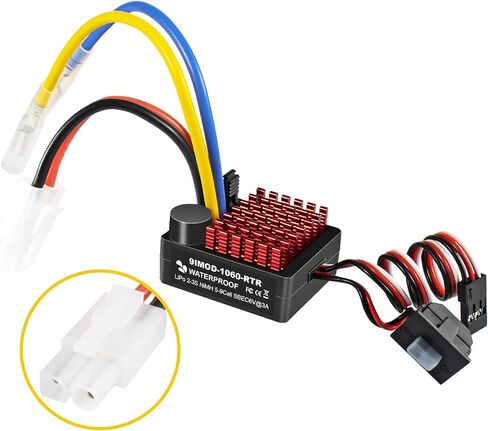 WP 1060 2-3s 60A Brushed ESC [XT60 Plug] Waterproof Brushed Electronic Speed Controller with Switch Mode BEC, RC ESC for 1/10 Scale RC Crawler Car Trucks in Saudi Arabia