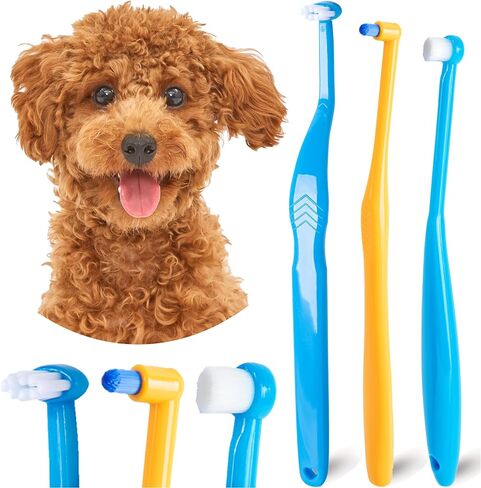 Small Dog Toothbrush, Cat & Puppy Tooth Brushing Kit, Mini Tuft Horizontal Head Teeth Brush for Kitten & Tiny Pet, Doggy Toothbrushes Deep Dental Cleaning, 3 PCS in Saudi Arabia