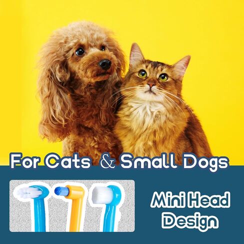 Small Dog Toothbrush, Cat & Puppy Tooth Brushing Kit, Mini Tuft Horizontal Head Teeth Brush for Kitten & Tiny Pet, Doggy Toothbrushes Deep Dental Cleaning, 3 PCS in Saudi Arabia