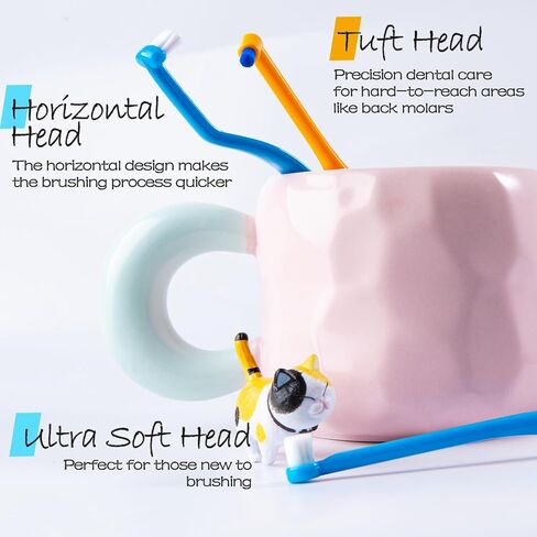 Small Dog Toothbrush, Cat & Puppy Tooth Brushing Kit, Mini Tuft Horizontal Head Teeth Brush for Kitten & Tiny Pet, Doggy Toothbrushes Deep Dental Cleaning, 3 PCS in Saudi Arabia