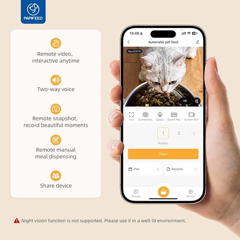 PAPIFEED Automatic Cat Feeders with APP: WiFi Pet Dry Food Dispenser Compatible with Alexa & Echo,Smart Timed Auto Cat Feeder with Anti-bite Power Cord for Cats, Dogs,Up to 10 Meals Per Day(15 Cup) in Saudi Arabia