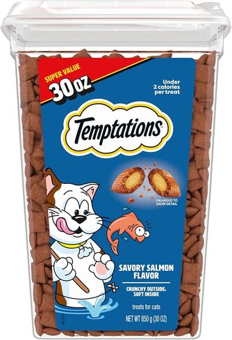 TEMPTATIONS Classic Crunchy and Soft Cat Treats Savory Salmon Flavor, 6.3 oz. Pouch in Saudi Arabia