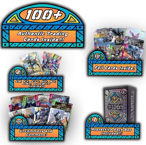 Gundam Trading Card Bundle, 100+ Authentic Cards with 2 LR/C+/C++/U+/R+/LR+/LR++ Cards, 10 Foil Cards, 100 Uncommons/Commons, Protective Deck Box Included in Saudi Arabia