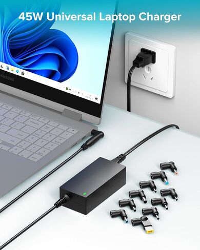 Powseed Universal Laptop Charger 45W Power Adapter for Asus Dell hp Acer Samsung Sony Toshiba Fujitsu Delta NEC Liteon and More Chromebooks Ultrabook Laptop Notebook Computer in Kuwait