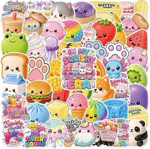Squishy Bun Stickers 110Pcs - Kawaii Cartoon Ice Cream Bao Bun Dumpling Vinyl Stickers Decals - Easy Stick & Removeable for Scarpbook Window Tumblers Water Bottles Teens in Saudi Arabia