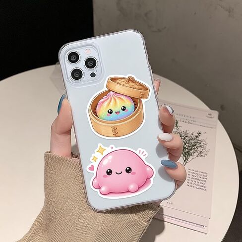 Squishy Bun Stickers 110Pcs - Kawaii Cartoon Ice Cream Bao Bun Dumpling Vinyl Stickers Decals - Easy Stick & Removeable for Scarpbook Window Tumblers Water Bottles Teens in Saudi Arabia