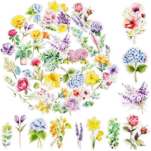 Kattykitty 309PCS Transparent Flower Stickers for Scrapbooking in Saudi Arabia