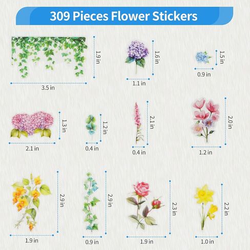 Kattykitty 309PCS Transparent Flower Stickers for Scrapbooking in Saudi Arabia