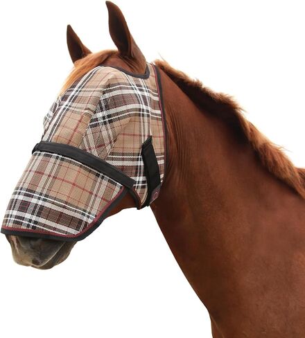 Kensington Signature Fly Mask with Removable Nose — Protects Horses Face and Nose from Biting Insects and UV Rays While Allowing Full Visibility — Ears and Forelock Able to Come Through The Mask in Kuwait