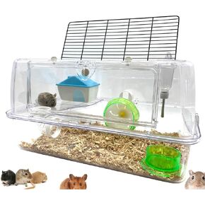 Large Deluxe 2-Floor Acrylic Clear Hamster Mouse Palace House Reptiles Habitat Expandable and Customizable Exercise Running Wheel Water Bottle Tower Food Bowl Hide House in Saudi Arabia