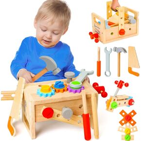 Wooden Tool Set for Kids 3 4 5 Year Old, 29Pcs Educational STEM Toys Toddler Montessori Toys for 3 Year Old Construction Preschool Learning Activities Gifts for Boys Girls Age 3-4 in Kuwait