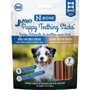 N-Bone Jumbo Puppy Teething Sticks, Chicken Flavor, Natural Puppy Chew Sticks for Growing Puppies, SQF Certified, Made with Rice Flour for Easy Digestion, Calcium Enriched, 7 ct. Pouch (7.3oz) in Saudi Arabia