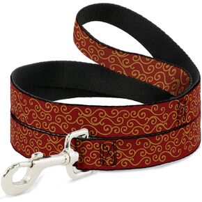 Buckle-Down Pet Leash - Holiday Trim Swirls Red/Gold - 4 Feet Long - 1" Wide in Saudi Arabia