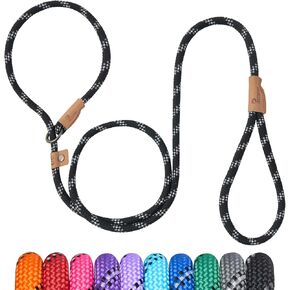 5 FT Slip Lead Dog Leash, Heavy Duty Rope Leash for Small Medium Large Dogs, No Pull Training Lead with Reflective Thread, Strong Comfortable Loop Leash (Blue Stripe, Medium(3/8")) in Saudi Arabia