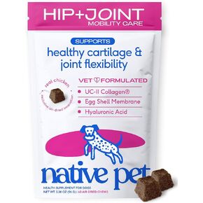 Native Pet Hip & Joint Advanced Care Dog Joint Supplement Powder for Mobility & Movement Support, Joint Supplement for Dogs with HMB, UC-II Collagen, Green Lipped Mussel & Hyaluronic Acid – 30 Scoops in Kuwait