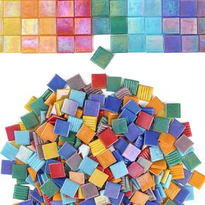 Youway Style 2.2 lb Square Mosaic Tiles,Iridescent Vitreous Glass Pieces in Saudi Arabia