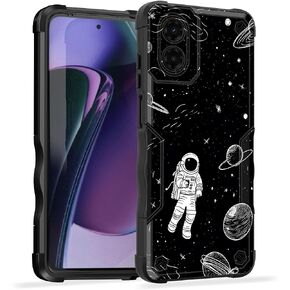 for Moto G Play 4G 2024 Case,[Dual Layer][10 FT Military Grade Drop Protection] [Non-Slip] Heavy Duty Shockproof Case for Motorola Moto G Play 4G 2024 6.5",Astronaut Planet in Saudi Arabia