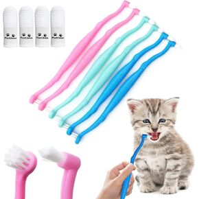 Dual Sided Cat Toothbrush Dog Toothbrush Finger Brush Micro Head, Suitable for Small to Large Dogs & Cats (White, Small) in Kuwait