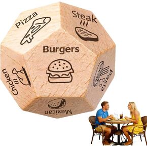Stocking Stuffers Food Decision Dice Anniversary Birthday Christmas White Elephant Gifts for Men Women Him Her Wooden Dinner Decider for Date Night Wife Husband Couples Boyfriend Girlfriend in Saudi Arabia