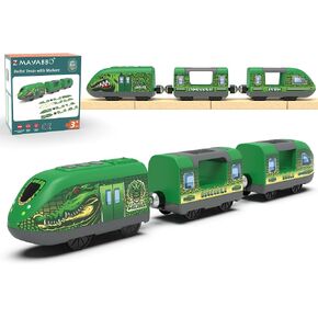 Battery Powered Train Set for Railway System, Electric Train Toys for Wooden Tracks, 3Pcs Motorized Locomotive Trains for Toddlers Compatible with Thomas & Friends, Brio, Chuggington in Kuwait