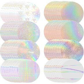200 Pcs Badge Protective Film 70mm (2.76 in), 8 Styles of Holographic Glitter, 2.25 Inch 58mm No-Trim Button Making Supplies for Badge Pins and Fridge Magnets in Kuwait