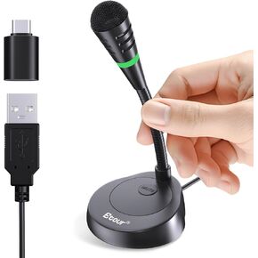 ميكروفون كمبيوتر صغير USB من Etour لاجتماعات التكبير مع زر كتم الصوت 360 درجة معقوفة للبودكاست/يوتيوب/سكايب، ميكروفون ألعاب USB خارجي C لجهاز Samsung Tablet A7 والكمبيوتر المحمول Mac PC أو Windows in Kuwait