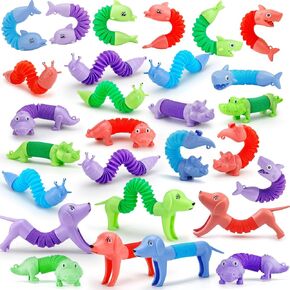 20 PCS Animal Pop Tubes Fidget Toys, Party Favors Toddlers Kids Travel Entertainments, Classroom Prizes,Carnival Prizes,Piñata Stuffers,Stress Relief Sensory Toys for Kids 3-8 in Kuwait