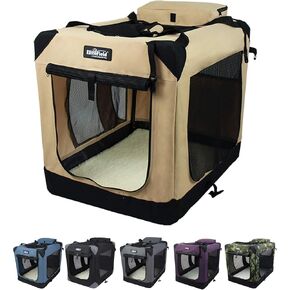 EliteField 3-Door Folding Soft Dog Crate with Carrying Bag and Fleece Bed (2 Year Warranty), Indoor & Outdoor Pet Home (36" L x 24" W x 28" H, Light Gray) in Saudi Arabia