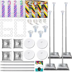 DECOJOY Balloon Column Stand Set of 2, Adjustable 7 Feet Ballon Arch Stands with Bases for Floor, Tall Baloon Tower Pillar Assembly Kit for Halloween, Birthday, Party Decorations in Kuwait