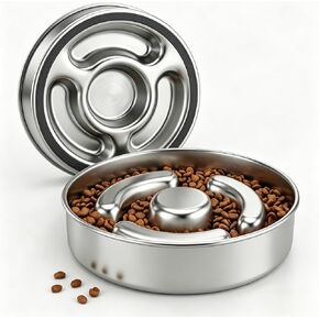 Slow Feeder Dog Bowls 304 Stainless Steel, 2 Cups Metal Food Bowls, Water Bowl for Small & Medium Sized Dogs, Fun Bloat Stop Pet Fast Eaters in Kuwait