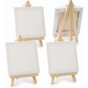 4 Pcs Mini Canvas and Easel Set 4x4 Inch White Blank for Painting Kids in Saudi Arabia