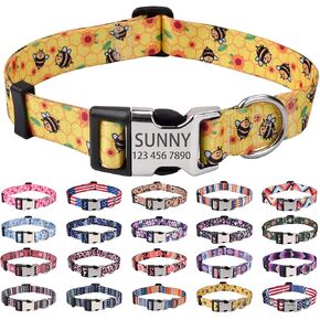 Personalized Dog Collars, Customized Dog Collar with Name and Phone Number, 10 Colors & 4 Sizes Floral Dog Collar for Puppy Small Medium Large Dogs(Pink Floral,M) in Saudi Arabia