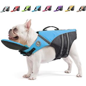 Mklhgty Dog Life Jacket, Reflective Dog Life Vest with Removable Neck Float High Buoyancy for Swimming and Boating, Ripstop Pet Safety Swimsuit Rescue Handle for Small Medium Large Dogs in Saudi Arabia