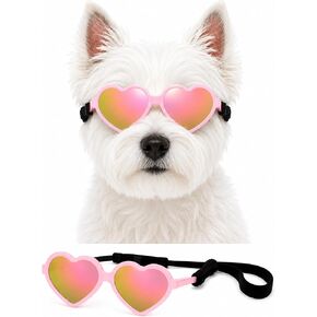 G016-1 Dog Pet Heart Costume Sunglasses for Small to Medium Breed (Up to 15 lbs, Heart Pink-Pink Mirror) in Saudi Arabia