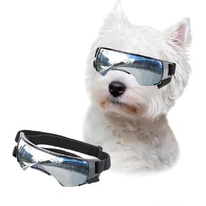 LESYPET Futuristic Dog Goggles for Small Breed, Tech-Style Pet Eye Glasses, Anti-Fog UV Protection Windproof Dog Sunglasses with Adjustable Strap for Outdoor Riding Travel, Blue in Kuwait