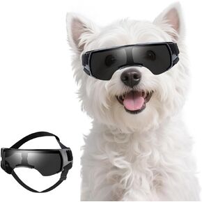 Dog Goggles Small Breeds, Anti-UV Small Dog Sunglasses for Outdoor Driving Cycling Riding Hiking, Windproof Dustproof Snowproof Eye Protection, Pet Eye Wear with Adjustable Straps, Silver in Saudi Arabia