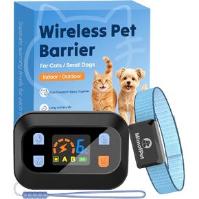 MIMOFPET Wireless Cat Barrier - Mini Outdoor Indoor Pet Barrier with Adjustable Safe Static Intensity,Adjustable Range up to 6 ft,Waterproof Rechargeable Color Display Barrier System in Kuwait