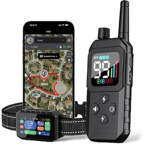 GPS Wireless Dog Fence with Remote Training Collar, Free App Control, Custom Polygon Boundary, No Monthly Subscription, Virtual Fence for Dogs 10-120 lbs, Black in Kuwait