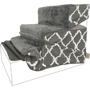Best Pet Supplies Non-Slip Foam Dog Stair & Pet Ramp, Balanced Indoor Step Support - Foldable Stair, Ash Gray Linen, 4-Step in Saudi Arabia