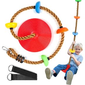 Climbing Rope Tree Swing with Platform and Seat for Kids 3+, Green in Kuwait