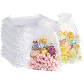 PACKINNO White Organza Bags 100 Pack 4x6 in Drawstring for Jewelry Gifts in Kuwait