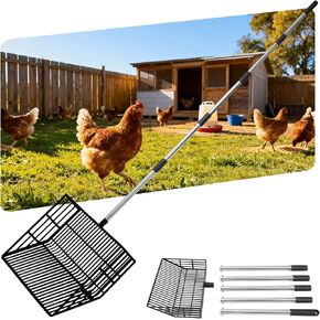 EXPAWLORER Long Handle Cat Litter Scoop - Non-Stick Metal Litter Scooper for Litter Box, Detachable Fast Sifting Shovel, Chicken Poop Scooper in Saudi Arabia