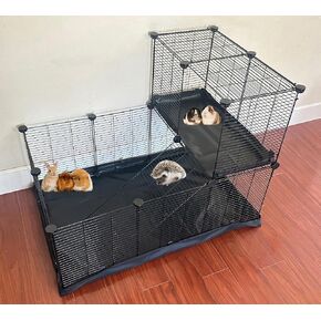 Large Double Story Guinea Pig Dwarf Rabbit Habitat Yard Hamster Turtle Critters Cage Center Divider with Door Mice Bunny Hedgehog Enclosure with Waterproof Bottom Canvas in Saudi Arabia