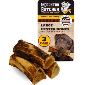 The Country Butcher 9" XL Beef Marrow Dog Bone for Aggressive Chewers, Large and Medium Breed Dog Treat, Natural, Tough, Chew Toy, Made in The USA, 3 Count in Saudi Arabia